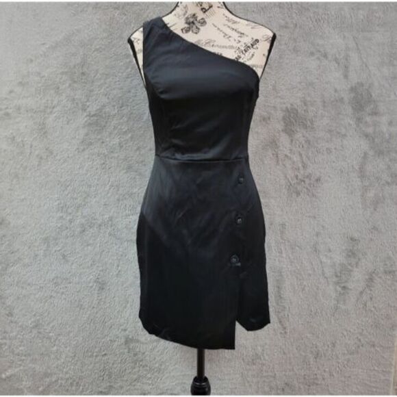Dresses & Skirts - Lulus Dress Womens‎ Small Black Satin Sheath Bodycon Evening Cold Shoulder
